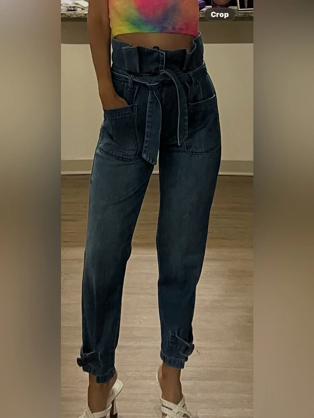 Blank NYC Blue Paperbag Tie Ankle Jeans